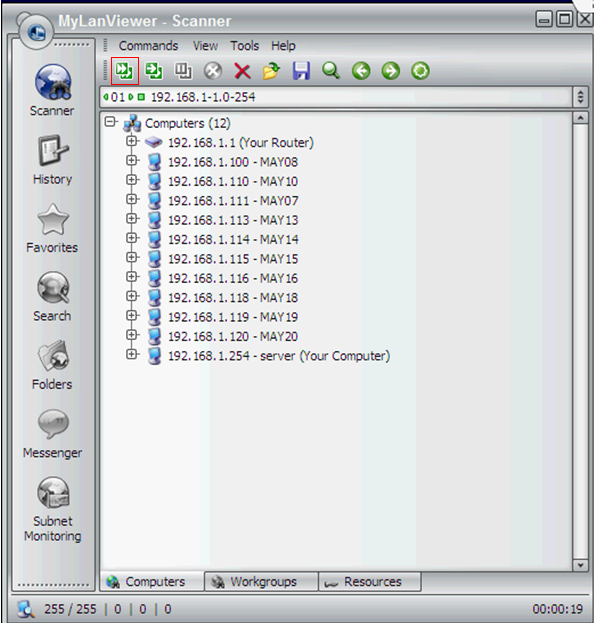 sử dụng phần mềm MyLanViewer 4.12.0 để kiểm tra