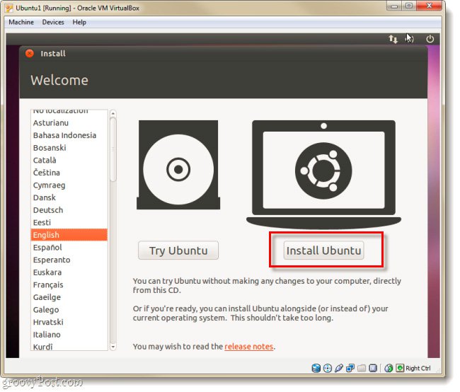 Nhấn nút Install Ubuntu để tiếp tục
