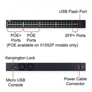 Dell Networking X1052P Smart Web Managed Switch 48x 1GbE (24x PoE - up to 12x PoE+) 4x 10GbE SFP