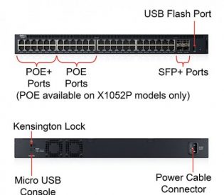 Dell Networking X1052P Smart Web Managed Switch 48x 1GbE (24x PoE – up to 12x PoE+)  4x 10GbE SFP